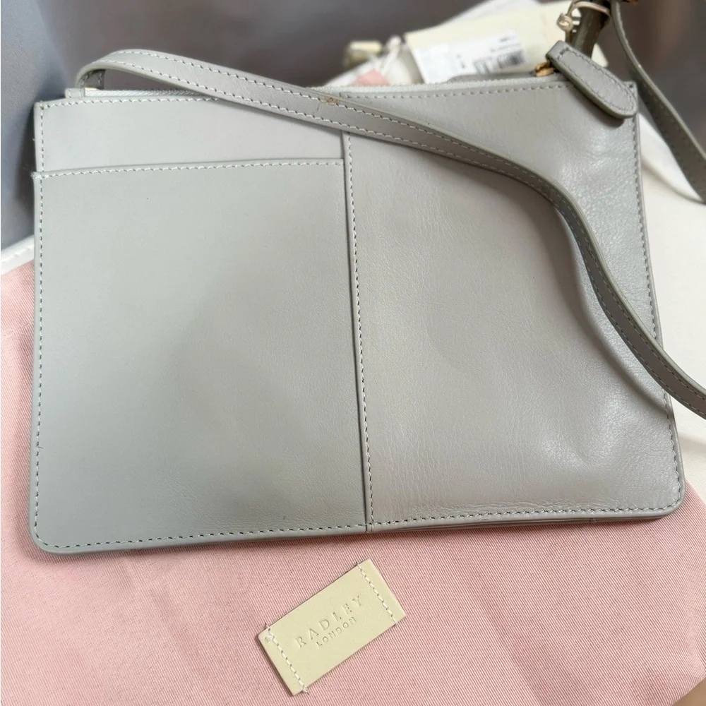 Radley London Light Gray Leather Handbag Crossbody NWT